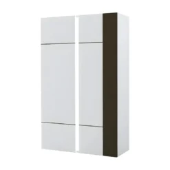 Vaisselier 2 Portes Gris/Blanc Brillant - WATOM -Pas Cher Mobiliora Magasin meuble de cuisine 17634521