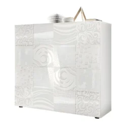 Vaisselier 2 Portes Laqué Blanc Brillant - BARI