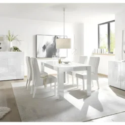 Vaisselier 2 Portes Laqué Blanc Brillant - BARI -Pas Cher Mobiliora Magasin meuble de cuisine 17634579