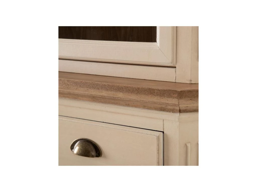 Vaisselier 4 Portes 2 Tiroirs Bois/Crème - CAMILLE 5 Vaisselier 4 Portes 2 Tiroirs Bois/Crème - CAMILLE – Image 3