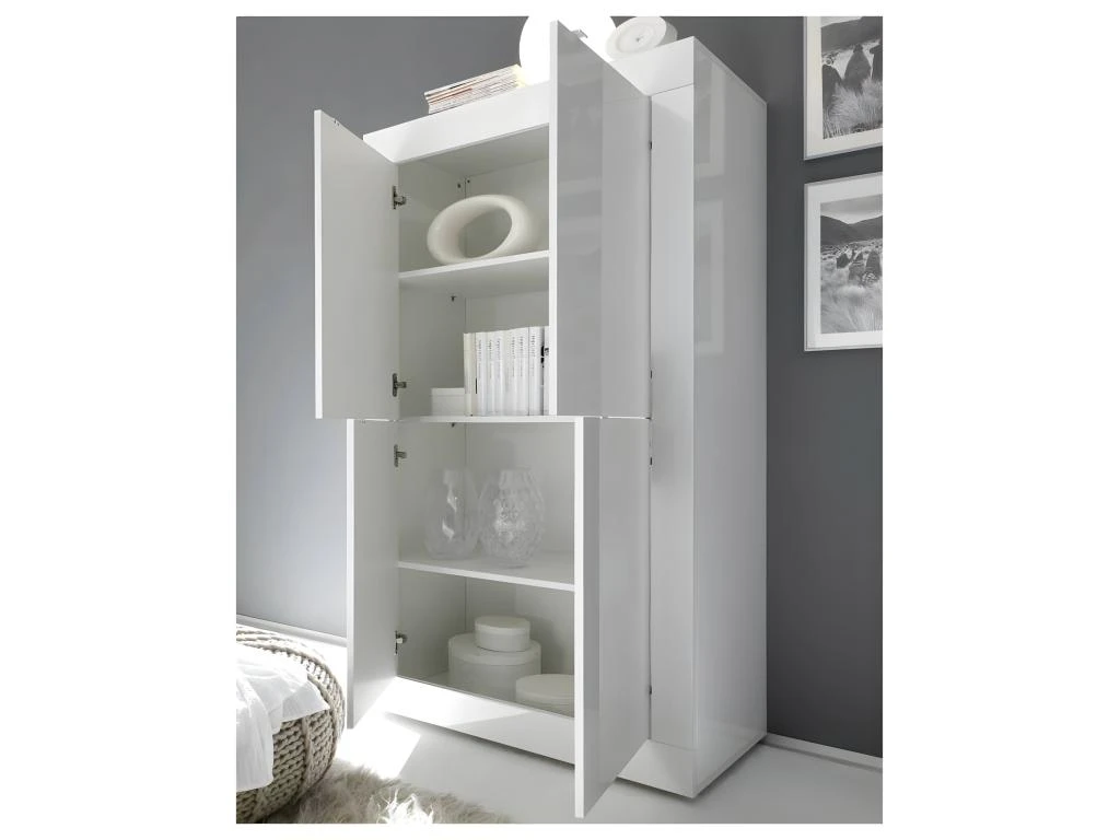 Vaisselier 4 Portes Blanc Laqué Brillant - MATERA 4 Vaisselier 4 Portes Blanc Laqué Brillant - MATERA – Image 2