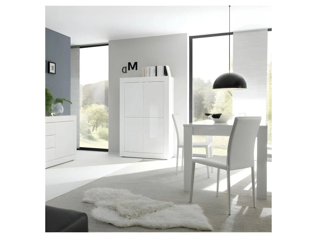 Vaisselier 4 Portes Blanc Laqué Brillant - MATERA 6 Vaisselier 4 Portes Blanc Laqué Brillant - MATERA – Image 4