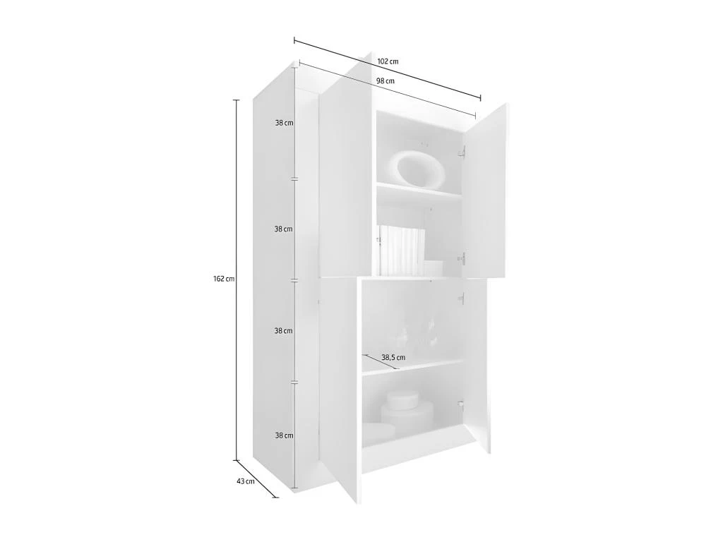 Vaisselier 4 Portes Blanc Laqué Brillant - MATERA 8 Vaisselier 4 Portes Blanc Laqué Brillant - MATERA – Image 6