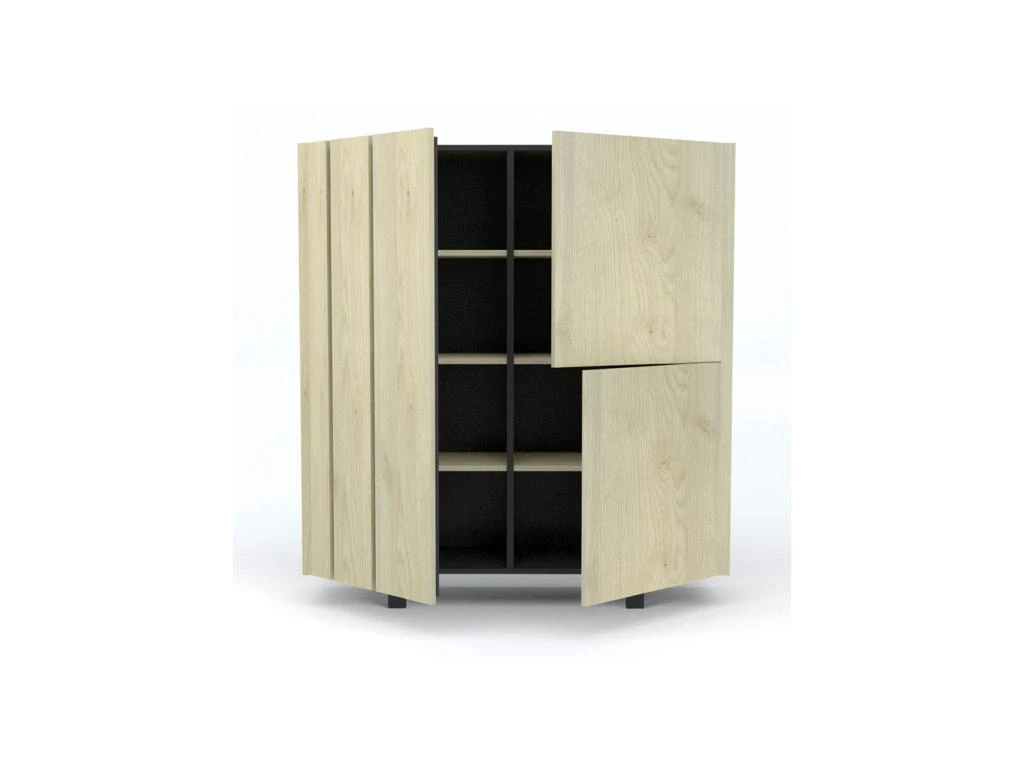 Vaisselier 3 Portes Chêne Clair/Ardoise N°1 - FOREST 4 Vaisselier 3 Portes Chêne Clair/Ardoise N°1 - FOREST – Image 2