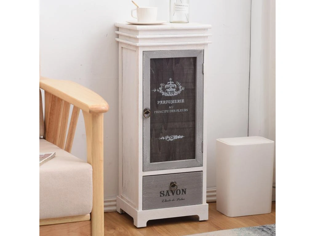 Armoire Vaisselier 1 Tiroirs 1 Porte Bois Blanc Gris 88x32x26 3 Armoire Vaisselier 1 Tiroirs 1 Porte Bois Blanc Gris 88x32x26