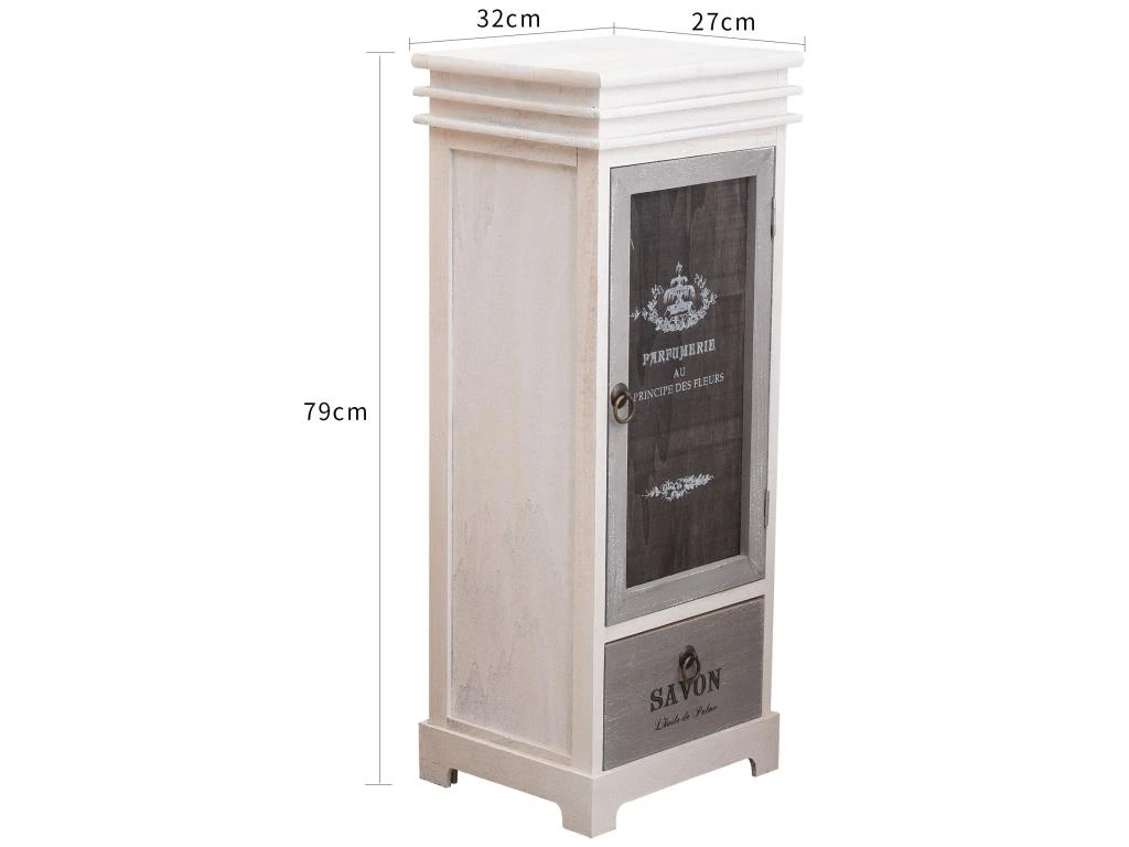 Armoire Vaisselier 1 Tiroirs 1 Porte Bois Blanc Gris 88x32x26 6 Armoire Vaisselier 1 Tiroirs 1 Porte Bois Blanc Gris 88x32x26 â Image 4