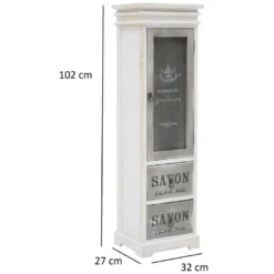 Vaisselier Armoire Bois 1 Porte 2 Tiroirs Blanc Gris 102x32x27 -Pas Cher Mobiliora Magasin meuble de cuisine 18431333