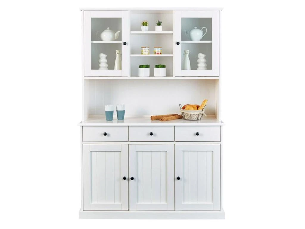 Vaisselier Bois Massif 5 Portes "Takao" 131cm Blanc 3 Vaisselier Bois Massif 5 Portes "Takao" 131cm Blanc