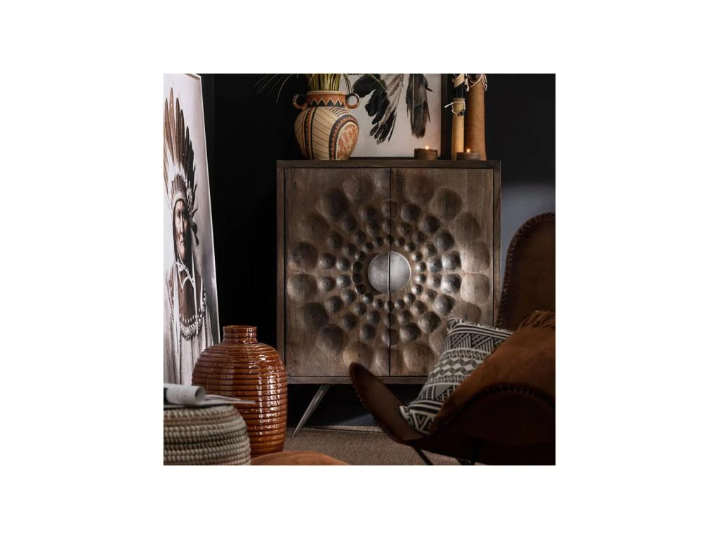 Vaisselier Ethnique 2 Portes Bois Foncé - UTRECHT 4 Vaisselier Ethnique 2 Portes Bois Foncé - UTRECHT – Image 2