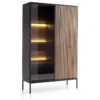 Vaisselier 2 Portes LED Dune Noir Et Bois 2 Vaisselier 2 Portes LED Dune Noir Et Bois -Pas Cher Mobiliora Magasin meuble de cuisine 22741755