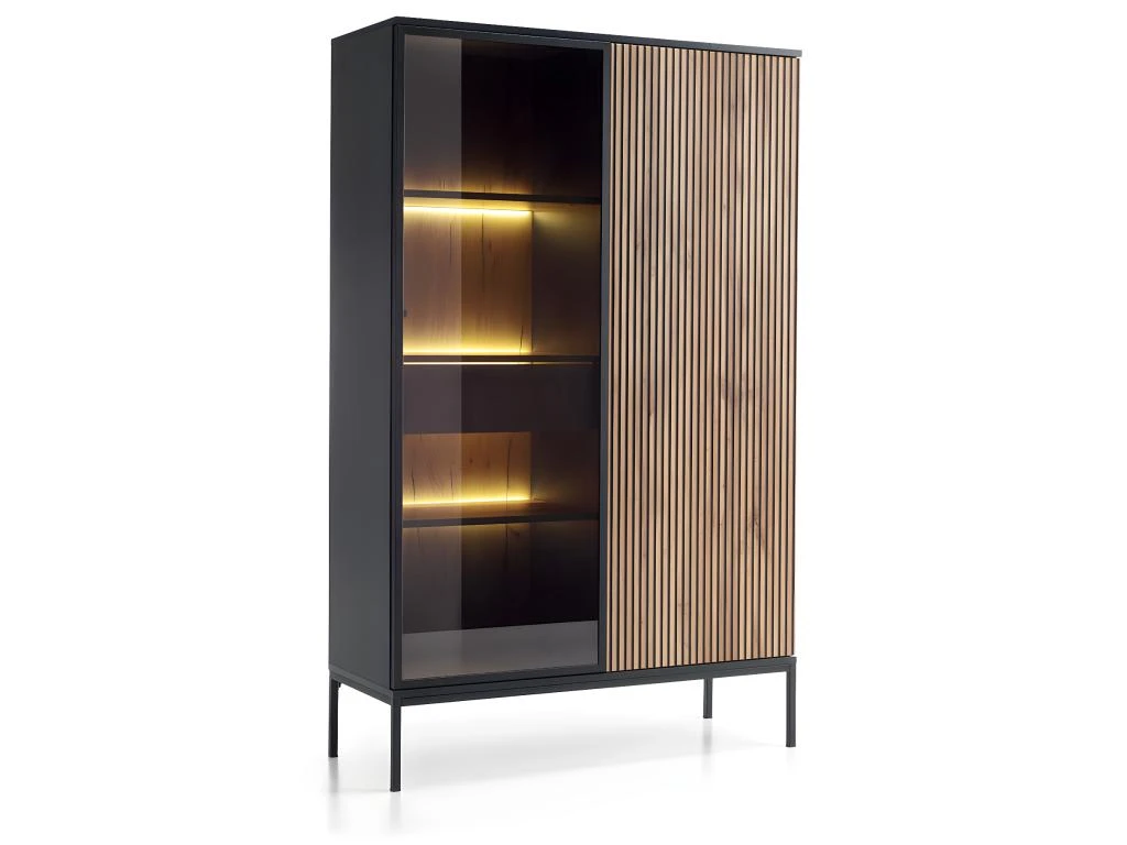 Vaisselier 2 Portes LED Dune Noir Et Bois 3 Vaisselier 2 Portes LED Dune Noir Et Bois