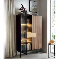 Vaisselier 2 Portes LED Dune Noir Et Bois 9 Vaisselier 2 Portes LED Dune Noir Et Bois -Pas Cher Mobiliora Magasin meuble de cuisine 22741759