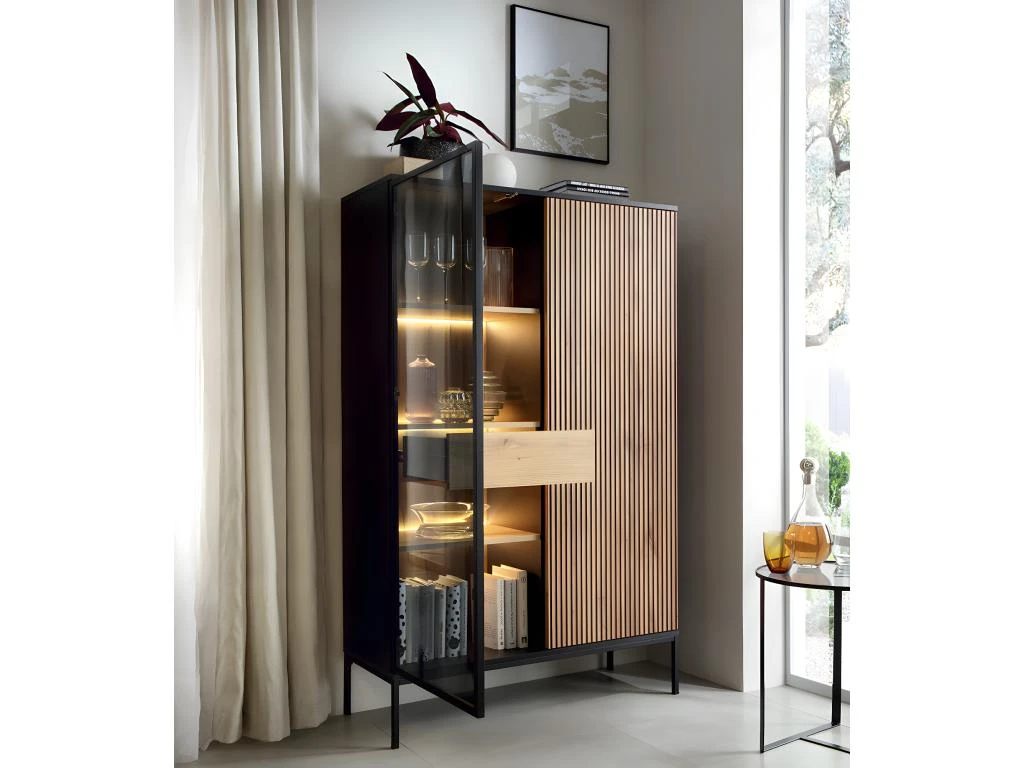 Vaisselier 2 Portes LED Dune Noir Et Bois 5 Vaisselier 2 Portes LED Dune Noir Et Bois â Image 3