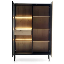 Vaisselier 2 Portes LED Dune Noir Et Bois 10 Vaisselier 2 Portes LED Dune Noir Et Bois -Pas Cher Mobiliora Magasin meuble de cuisine 22741761