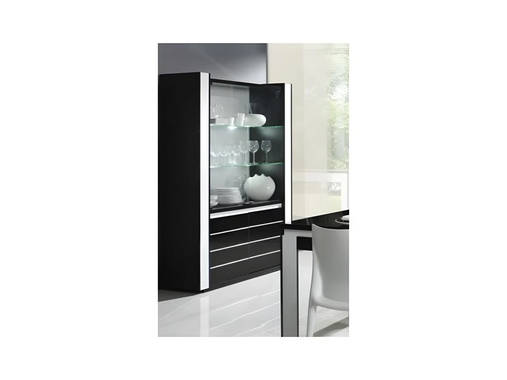 Vitrine Argentier Vaisselier LINA + LED Coloris Noir Et Blanc Brillant. Meuble Design Pour Votre Salon Ou Salle à Manger 3 Vitrine Argentier Vaisselier LINA + LED Coloris Noir Et Blanc Brillant. Meuble Design Pour Votre Salon Ou Salle à Manger