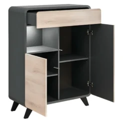 Vaisselier Modèle Bas Avec LED Intégrées Collection OASIS. Coloris Gris Anthracite Et Bois. 7 Vaisselier Modèle Bas Avec LED Intégrées Collection OASIS. Coloris Gris Anthracite Et Bois. -Pas Cher Mobiliora Magasin meuble de cuisine 8951991