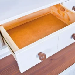 SOCOA - Buffet Vaisselier 5 Portes 6 Tiroirs Bois Massif Vernis Sepia Et Blanc -Pas Cher Mobiliora Magasin meuble de cuisine 9183503