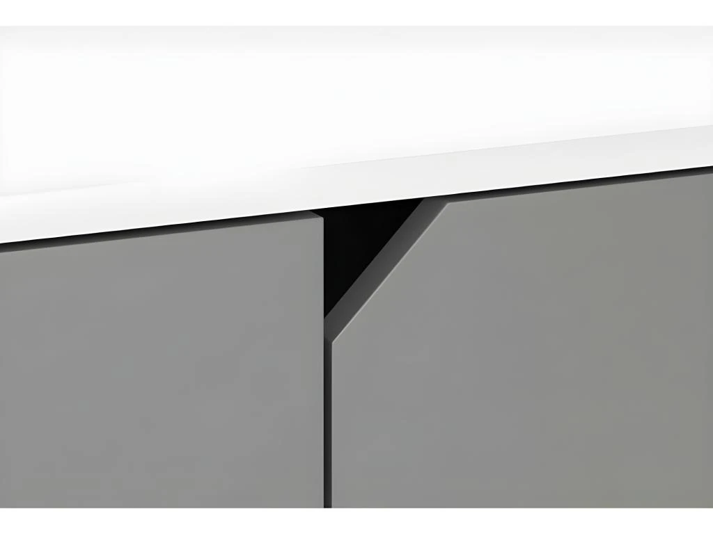 Vaisselier Design AOMORI 2 Tiroirs, 4 Portes, Coloris Blanc Et Gris Mat 5 Vaisselier Design AOMORI 2 Tiroirs, 4 Portes, Coloris Blanc Et Gris Mat â Image 4