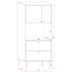 Vaisselier Industriel SPEBO 2 Tiroirs, 2 Portes Et 1 Niche, Coloris Noir Mat Et Chêne Wotan -Pas Cher Mobiliora Magasin meuble de cuisine 9544297