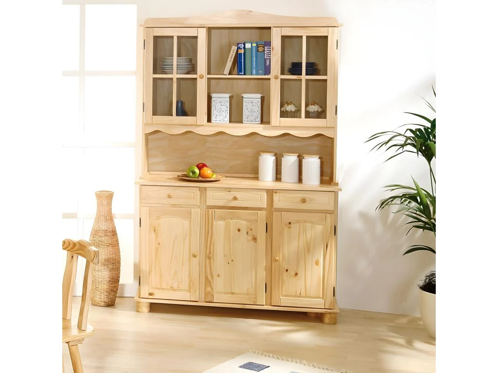 STAN - Buffet Vaisselier 5 Portes 3 Tiroirs Bois Massif 4 STAN - Buffet Vaisselier 5 Portes 3 Tiroirs Bois Massif – Image 2