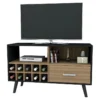 Meuble TV Bar 50 Pouces Range-Bouteilles Noir Châtaignier 12 Niches 2 Meuble TV Bar 50 Pouces Range-Bouteilles Noir Châtaignier 12 Niches -Pas Cher Mobiliora Magasin meuble tv 10000349