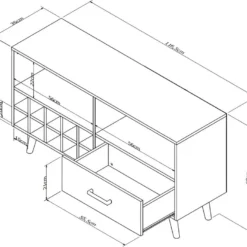 Meuble TV Bar 50 Pouces Range-Bouteilles Noir Châtaignier 12 Niches -Pas Cher Mobiliora Magasin meuble tv 10000357