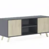 Meuble TV 140 Avec 2 Portes, WIND, Gris Anthracite, Portes Puccini, 140x40x57cm