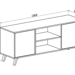 Meuble TV 140 Avec 2 Portes, WIND, Gris Anthracite, Portes Puccini, 140x40x57cm -Pas Cher Mobiliora Magasin meuble tv 10000377