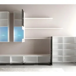 Ensemble De Meubles, Meuble TV, Ilumin. LED, Blanc Laque/Blanc Mate,300x189x42cm 9 Ensemble De Meubles, Meuble TV, Ilumin. LED, Blanc Laque/Blanc Mate,300x189x42cm -Pas Cher Mobiliora Magasin meuble tv 10000383