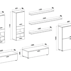 Ensemble De Meubles, Meuble TV, Ilumin. LED, Blanc Laque/Blanc Mate,300x189x42cm 11 Ensemble De Meubles, Meuble TV, Ilumin. LED, Blanc Laque/Blanc Mate,300x189x42cm -Pas Cher Mobiliora Magasin meuble tv 10000387