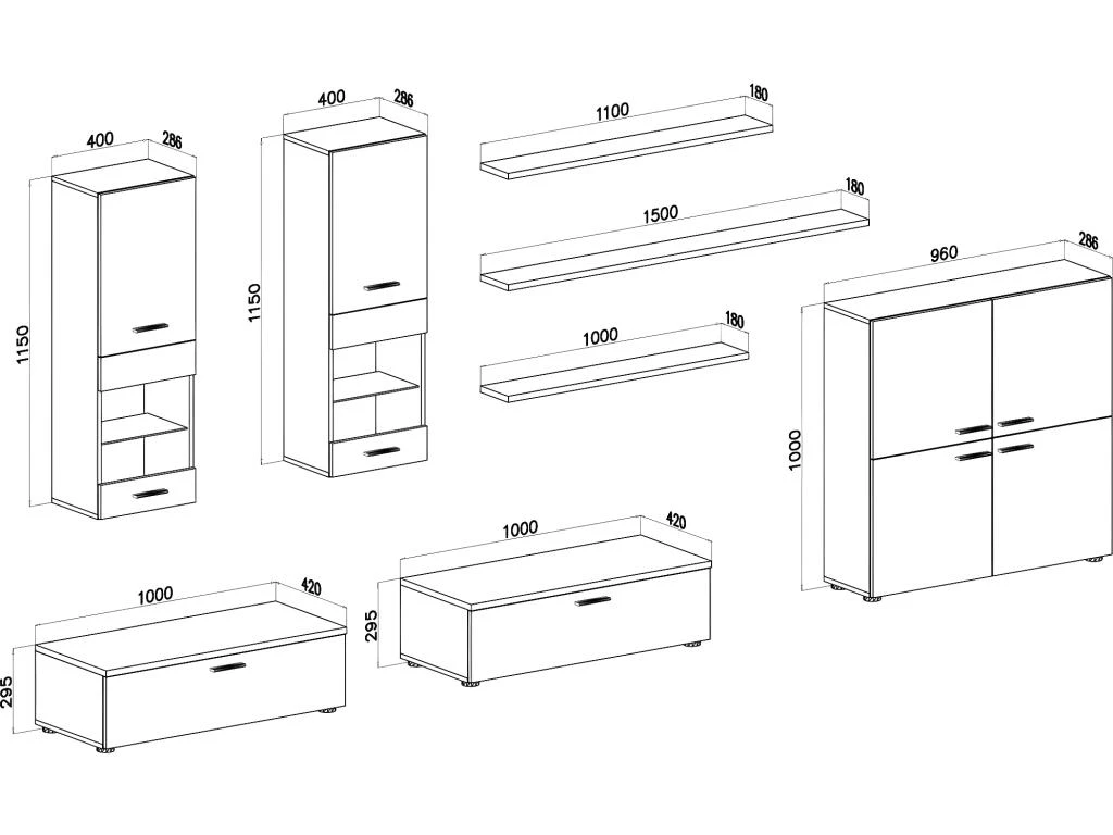 Ensemble De Meubles, Meuble TV, Ilumin. LED, Blanc Laque/Blanc Mate,300x189x42cm 7 Ensemble De Meubles, Meuble TV, Ilumin. LED, Blanc Laque/Blanc Mate,300x189x42cm â Image 5