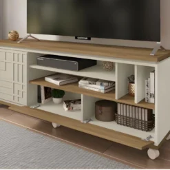 Meuble TV 65 Pouces 2 Portes Chêne Et Ecru 8 Meuble TV 65 Pouces 2 Portes Chêne Et Ecru -Pas Cher Mobiliora Magasin meuble tv 10000755