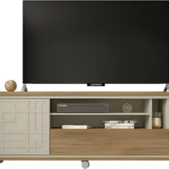 Meuble TV 65 Pouces 2 Portes Chêne Et Ecru 10 Meuble TV 65 Pouces 2 Portes Chêne Et Ecru -Pas Cher Mobiliora Magasin meuble tv 10000759