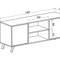 Meuble TV 140 Avec 2 Portes, WIND, Puccini, Portes Gris Anthracite, 140x40x57cm -Pas Cher Mobiliora Magasin meuble tv 10000841