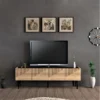 Meuble TV Oppdal à 2 Portes Avec Espace De Rangement 45 X 154 X 37 Cm Effet Chêne / Marbre Noir [en.casa] -Pas Cher Mobiliora Magasin meuble tv 10000843