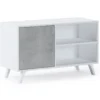 Meuble TV 100 Avec Porte A Gauche, Pour Salon, Modele WIND, BLANC MAT/CIMENT, 95x40x57cm 1 Meuble TV 100 Avec Porte A Gauche, Pour Salon, Modele WIND, BLANC MAT/CIMENT, 95x40x57cm -Pas Cher Mobiliora Magasin meuble tv 10001325