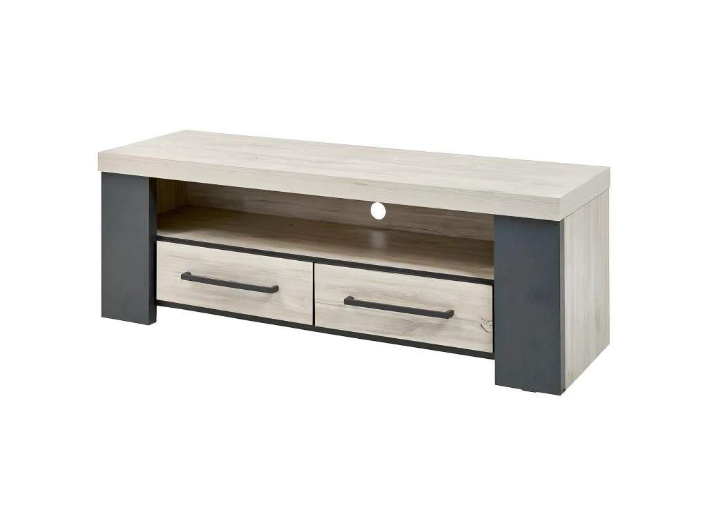 HERACLES - Meuble TV 1 Niche 2 Tiroirs Imitation Bois 3 HERACLES - Meuble TV 1 Niche 2 Tiroirs Imitation Bois