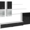 Ensemble De Meubles, Meuble TV, Ilumin. LED, Noir Laque/Blanc Mate, 300x189x42cm
