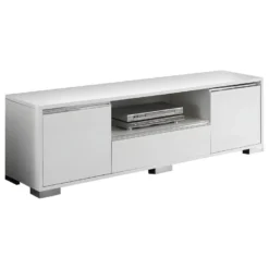BERGEN - Meuble TV 2 Portes 1 Tiroir Coloris Blanc