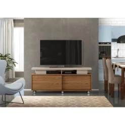 Meuble TV 150 Cm 60 Pouces Chêne Et Taupe -Pas Cher Mobiliora Magasin meuble tv 10002457