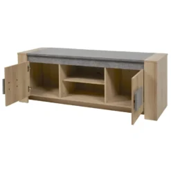 FANNY - Meuble TV 2 Portes Aspect Bois Et Pierre -Pas Cher Mobiliora Magasin meuble tv 10002829