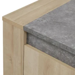 FANNY - Meuble TV 2 Portes Aspect Bois Et Pierre -Pas Cher Mobiliora Magasin meuble tv 10002833