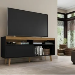 Meuble TV 55 Pouces Maxi Noir Et Chêne NOAH 9 Meuble TV 55 Pouces Maxi Noir Et Chêne NOAH -Pas Cher Mobiliora Magasin meuble tv 10002853