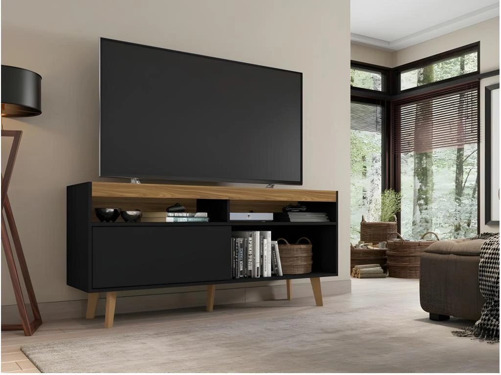 Meuble TV 55 Pouces Maxi Noir Et Chêne NOAH 5 Meuble TV 55 Pouces Maxi Noir Et Chêne NOAH – Image 3