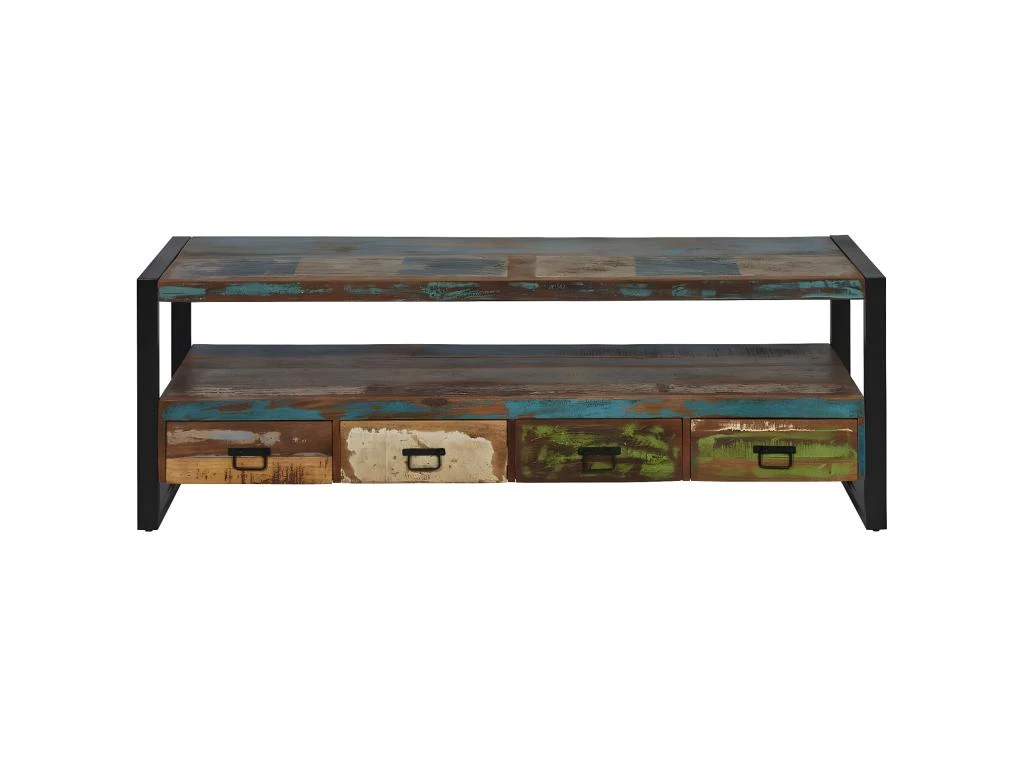 KALI - Meuble TV Bois Recyclé Et Métal Noir 3 KALI - Meuble TV Bois Recyclé Et Métal Noir
