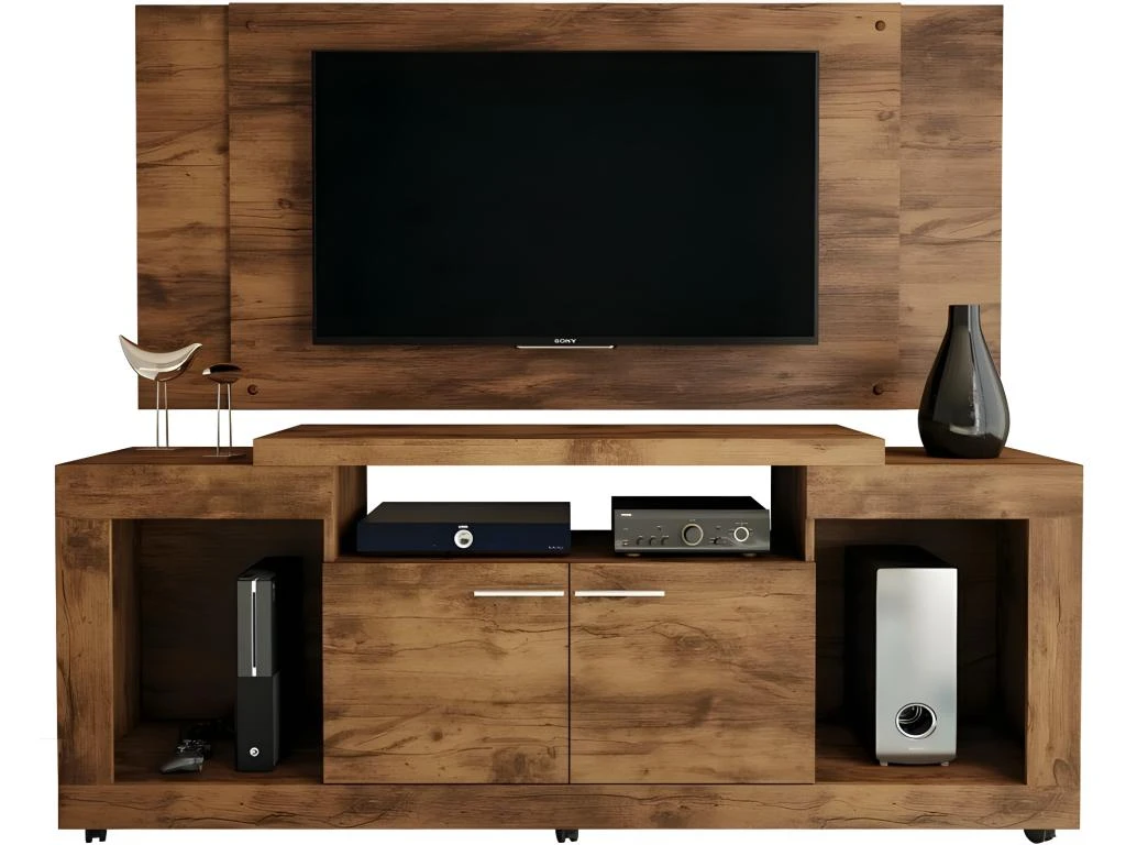 Meuble TV Mural 55 Pouces Noyer 3 Meuble TV Mural 55 Pouces Noyer