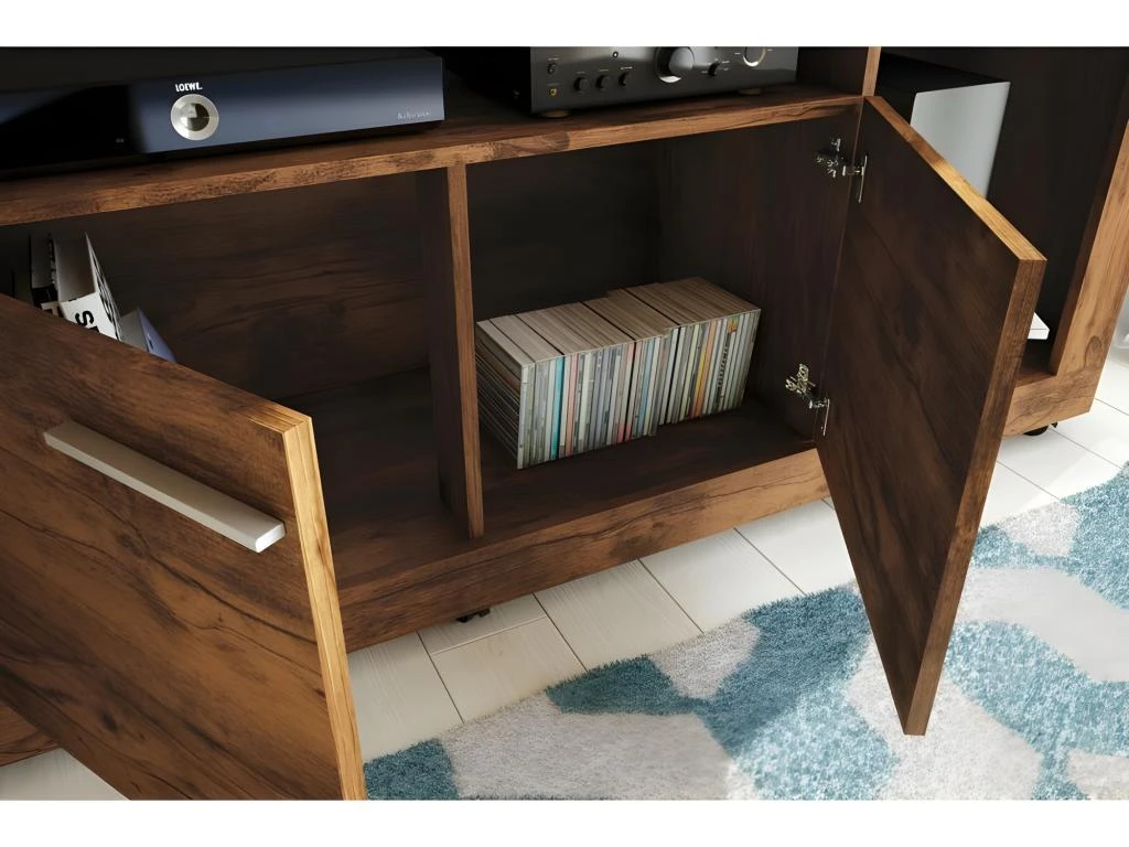 Meuble TV Mural 55 Pouces Noyer 6 Meuble TV Mural 55 Pouces Noyer – Image 4