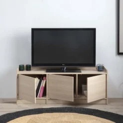 Meuble TV Moscú Avec 3 Portes, Couleur Chêne, 139 Cm 8 Meuble TV Moscú Avec 3 Portes, Couleur Chêne, 139 Cm -Pas Cher Mobiliora Magasin meuble tv 10003471