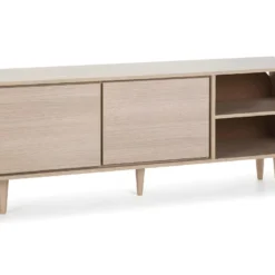 Meuble TV Denia 2 Portes Et 2 Niches Couleur Chêne, 140cm (Largeur)