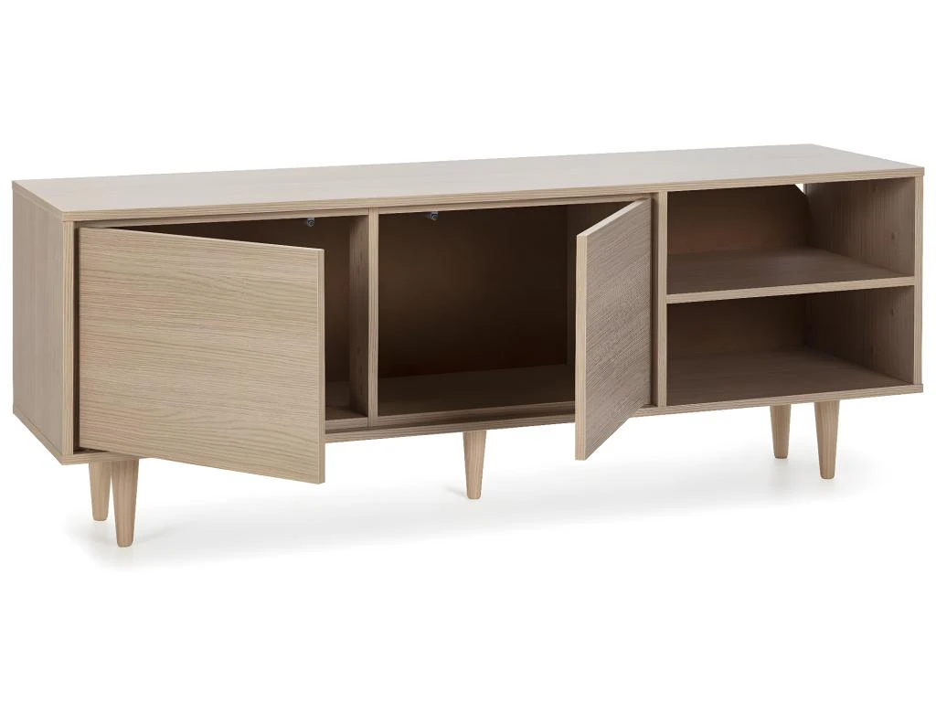 Meuble TV Denia 2 Portes Et 2 Niches Couleur Chêne, 140cm (Largeur) 4 Meuble TV Denia 2 Portes Et 2 Niches Couleur Chêne, 140cm (Largeur) – Image 2